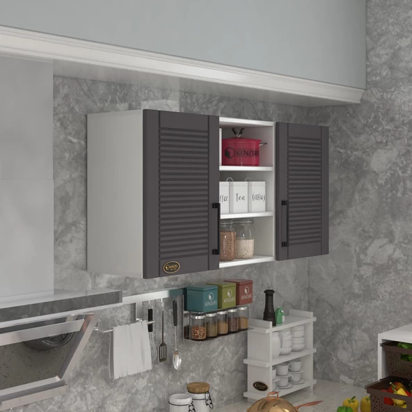Kenzlife hazır mutfak dolabı pırasa60 gri mod2 60*120*32 mebran kapak suntalam gövde