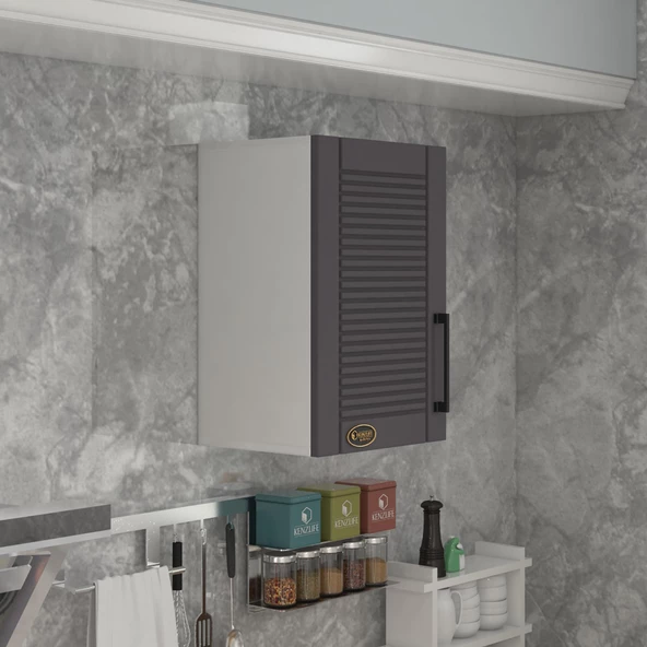 Kenzlife hazır mutfak dolabı bamya90 gri mod2 90*040*32 mebran kapak suntalam gövde