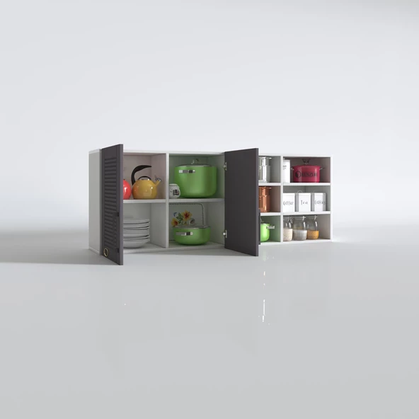 Kenzlife hazır mutfak dolabı zencefil60 gri mod2 60*160*32 mebran kapak suntalam gövde - Resim 3