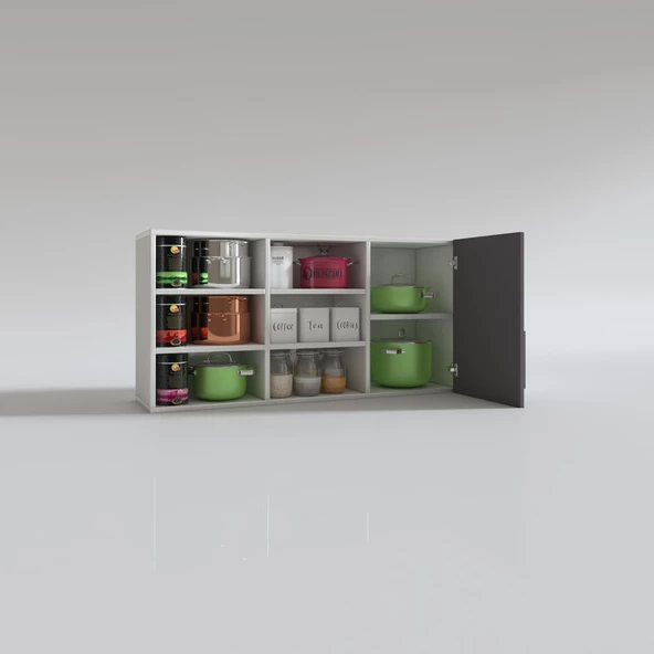 Kenzlife hazır mutfak dolabı nane60 gri mod2 60*120*32 mebran kapak suntalam gövde - Resim 3