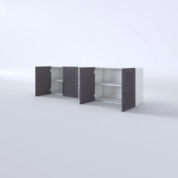 Kenzlife hazır mutfak dolabı fasulye60 gri mod2 60*200*32 mebran kapak suntalam gövde - Resim 4