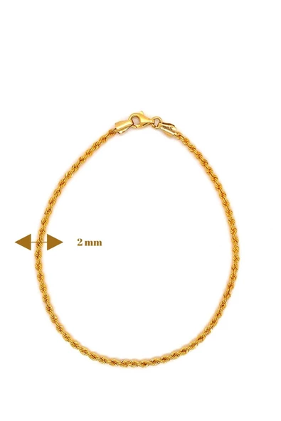 14 Ayar Altın Halat 2 mm Zincir Bileklik - 3