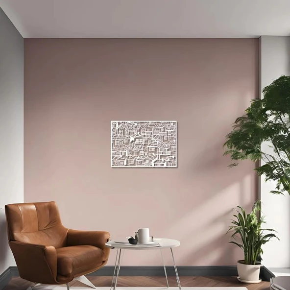 Şık Metal Tablo Mahalle (Neighbourhood) Metal Duvar Tablosu Soyut - Resim 3