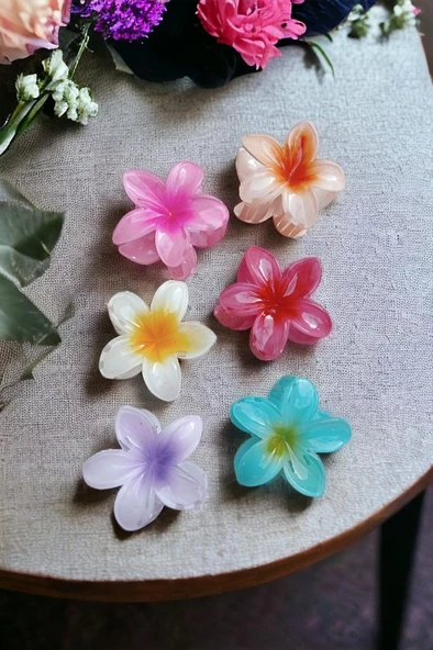 6'lı Rengarenk Lotus Çiçeği Mandal Toka 8 Cm - 8