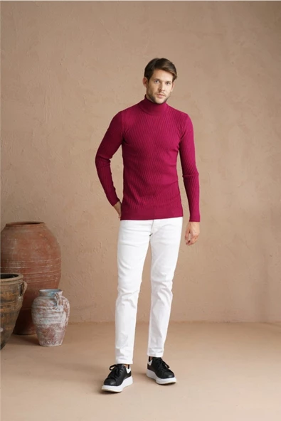 Erkek Yürütme Örgü Balıkçı Yaka Triko Kazak - 8