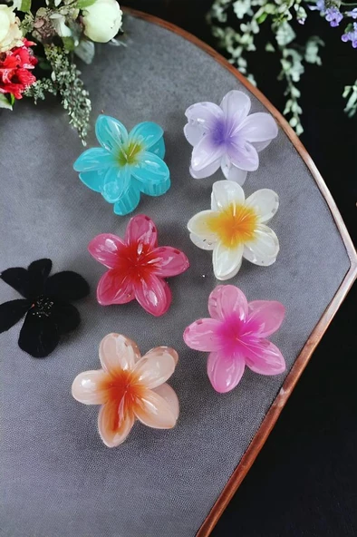 6'lı Rengarenk Lotus Çiçeği Mandal Toka 8 Cm - 7