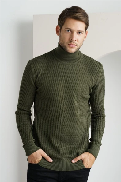 Erkek Yürütme Örgü Balıkçı Yaka Triko Kazak - 9