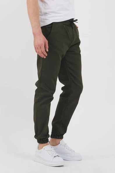Erkek Füme Yan Cepli Bel Paça Lastikli Jogger Pantolon - 5
