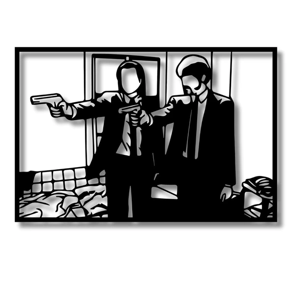 Lazer Kesim Metal Duvar Dekoru Pulp Fiction 1 Metal Duvar Tablosu Pop Art