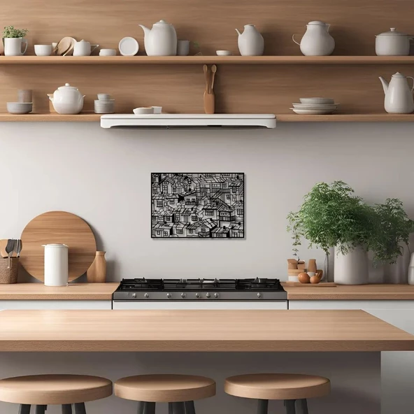 Şık Metal Tablo Mahalle (Neighbourhood) Metal Duvar Tablosu Soyut - Resim 5