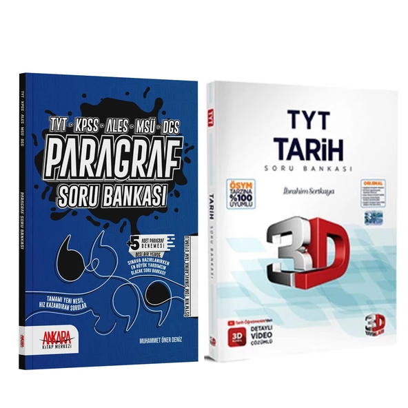 3D TYT Tarih ve AKM Paragraf Soru Bankası Seti 2 Kitap