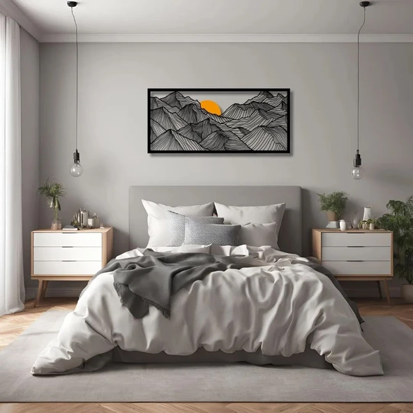 Sanatsal Metal Tablo Güneşli Dağ (Sunny Mountain) Metal Duvar Tablosu Doğal - Resim 2