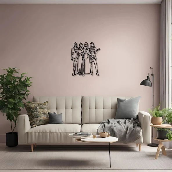 Metal Duvar Dekorasyonu Black Pink Metal Duvar Tablosu Sanat - 5