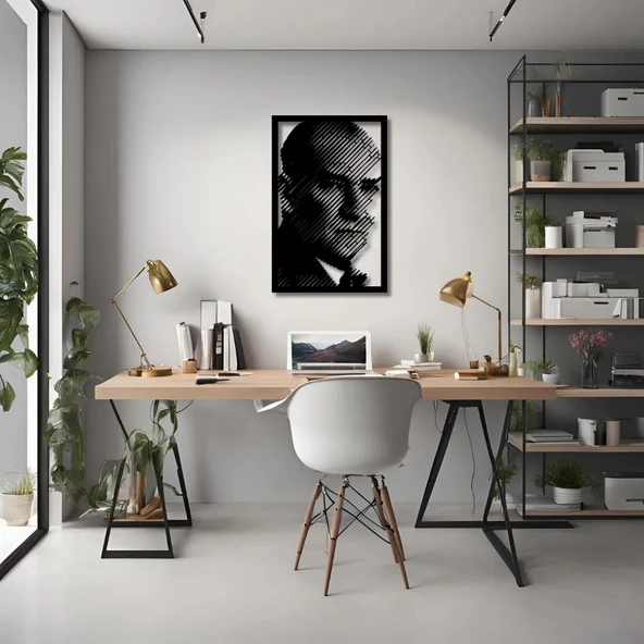 Modern Metal Duvar Sanatı Atatürk Metal Duvar Tablosu Portre - Resim 3