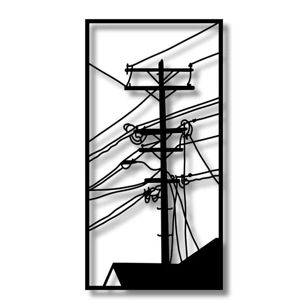 Duvar Dekoru Hediyelik Elektrik Direği (Lamppost) Metal Duvar Tablosu Soyut - 6