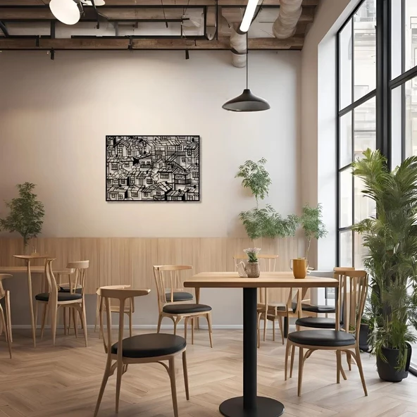 Şık Metal Tablo Mahalle (Neighbourhood) Metal Duvar Tablosu Soyut - Resim 4