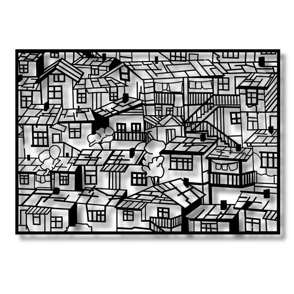 Şık Metal Tablo Mahalle (Neighbourhood) Metal Duvar Tablosu Soyut - Resim 6