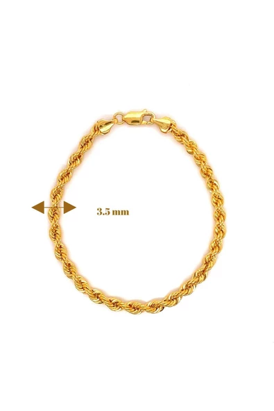 14 Ayar Altın Kalın Halat 3.5 mm Zincir Bileklik - 3