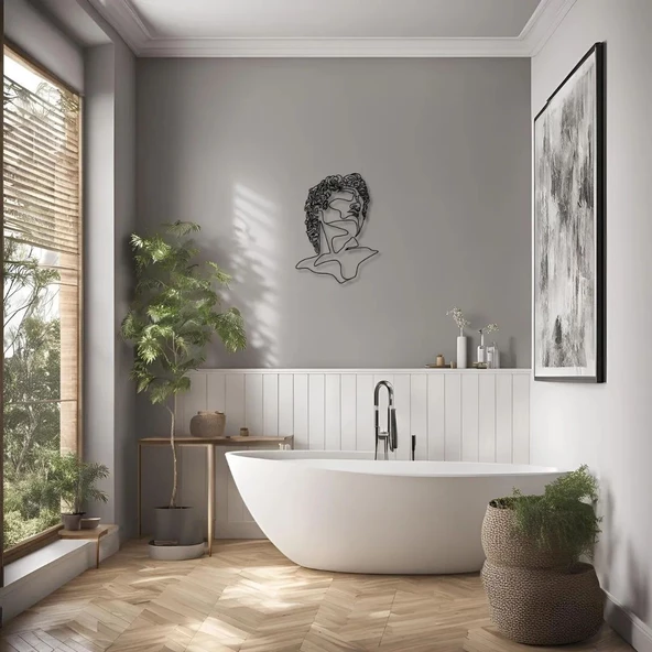 Metal Dekor Çizgisel Heykel (Linear Statue) Metal Duvar Tablosu Sanat - Resim 3