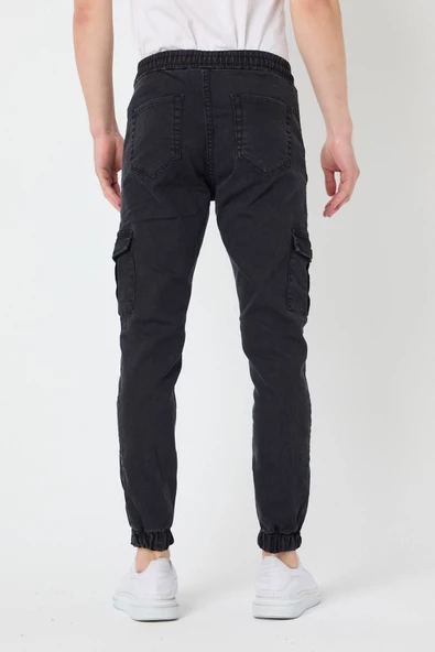 Erkek Füme Yan Cepli Bel Paça Lastikli Jogger Pantolon - 3