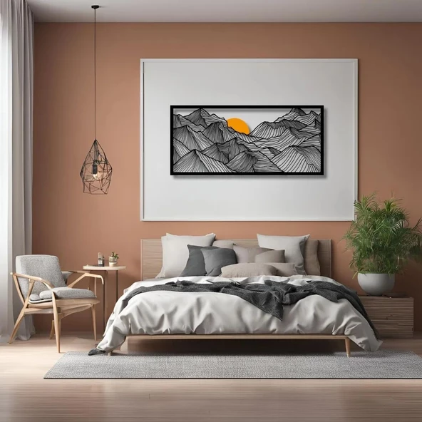 Sanatsal Metal Tablo Güneşli Dağ (Sunny Mountain) Metal Duvar Tablosu Doğal - Resim 4