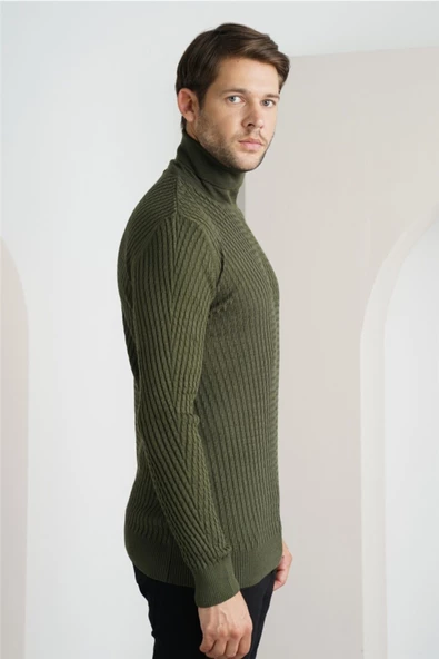 Erkek Yürütme Örgü Balıkçı Yaka Triko Kazak - 10