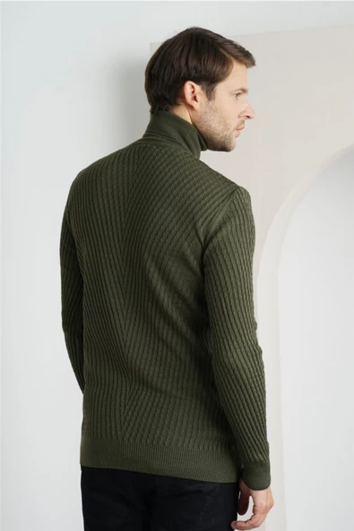 Erkek Yürütme Örgü Balıkçı Yaka Triko Kazak - 11