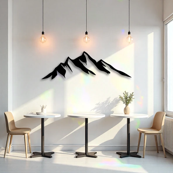 Şık Metal Tablo Dağ Silüeti (Dark Mountain) Metal Duvar Tablosu Doğal - Resim 3