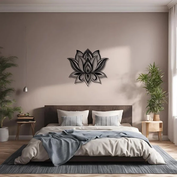 Metal Duvar Dekorasyonu Lotus Çiçeği 2 (Lotus Flower 2) Metal Duvar Tablosu Mandala - 6