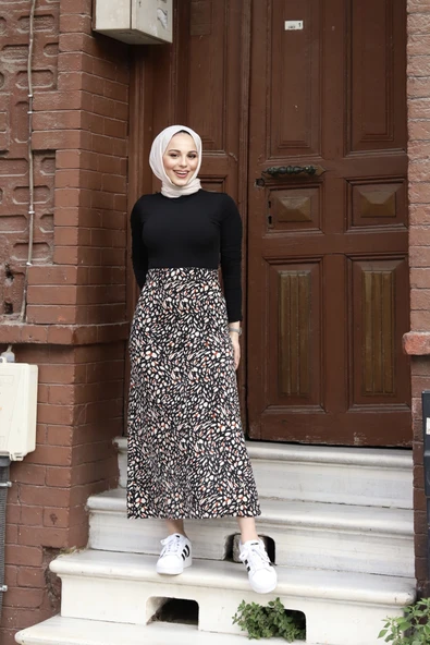 Düğmeli  Viscon Etek - 8