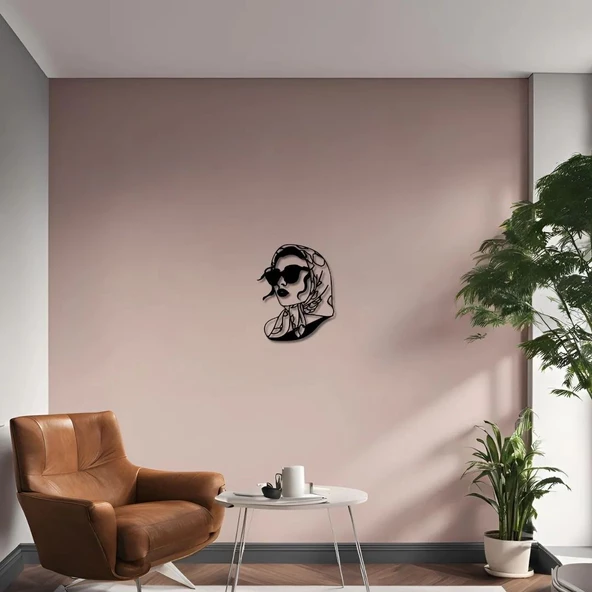 Sanatsal Metal Tablo Kadın Yüzü 6(Woman Face) Metal Duvar Tablosu Portre - Resim 3