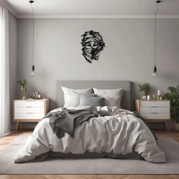 Dekoratif Metal Sanatı Kadın Yüzü (Woman Face 7) Metal Duvar Tablosu Portre - Resim 2