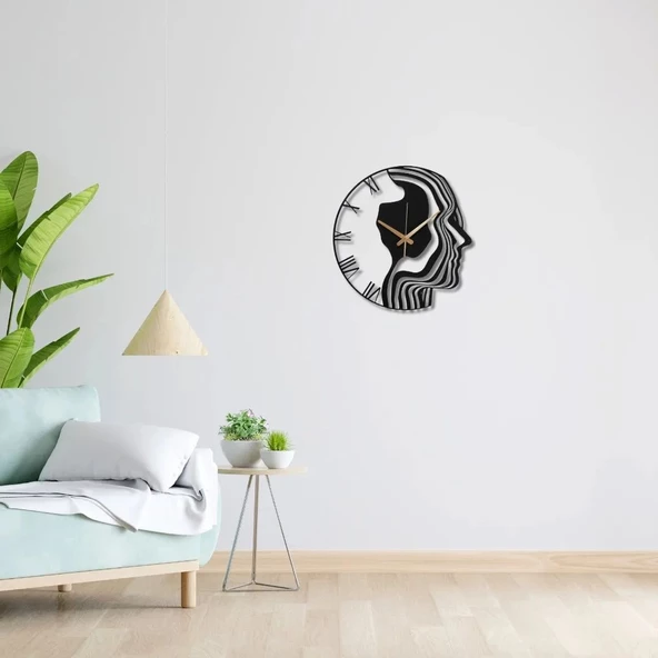 Metal Duvar Saati Porte Sanat Görünümlü Dekoratif Saat - 4