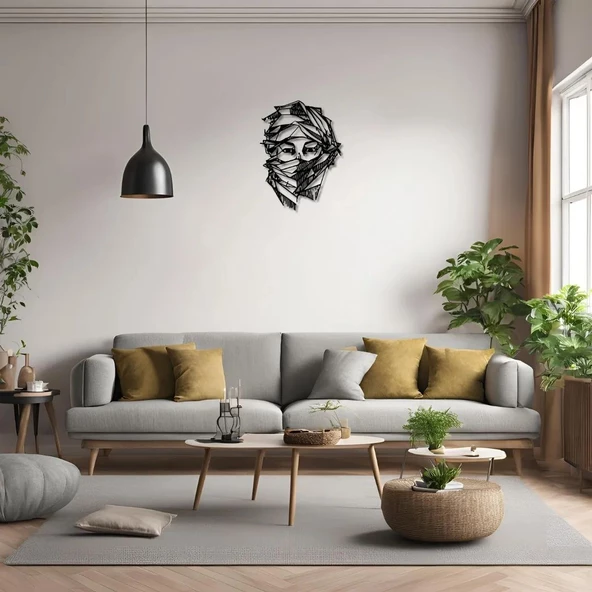 Dekoratif Metal Sanatı Kadın Yüzü (Woman Face 7) Metal Duvar Tablosu Portre - Resim 5