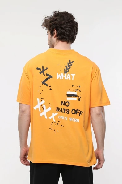 ERKEK BASKILI KISA KOLLU BİSİKLET YAKA OVERSIZE TİŞÖRT KAR MELANJ - 7