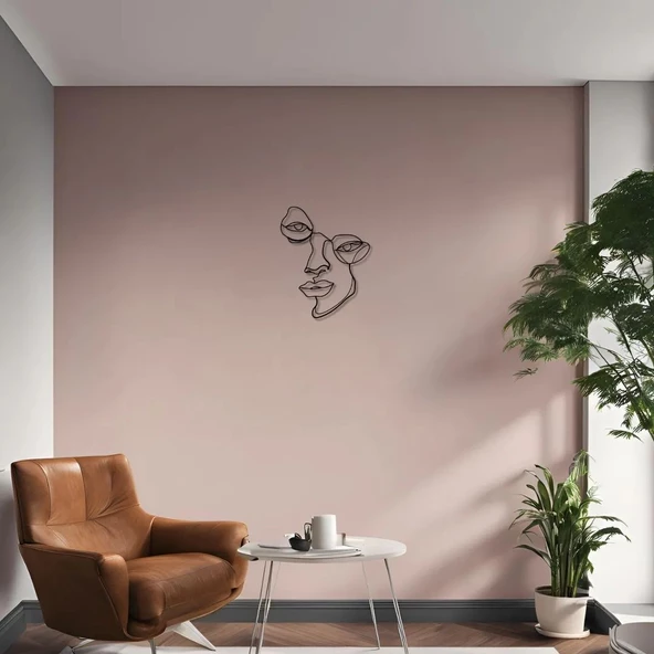 Lazer Kesim Metal Duvar Dekoru Yarım Yüz (Half Face) Metal Duvar Tablosu Soyut - Resim 5