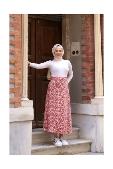 Düğmeli  Viscon Etek - 4