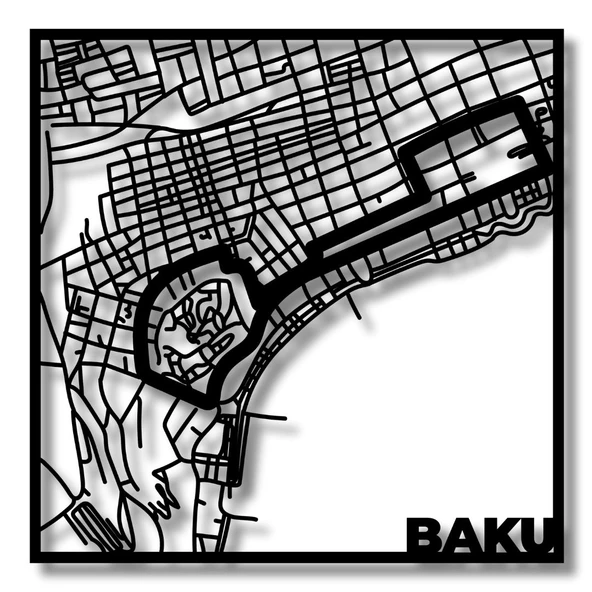 Metal Duvar Dekorasyonu Azerbeycan Grand Prix Baku Metal Duvar Tablosu Formula 1 - Resim 6