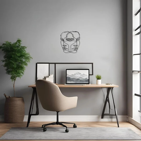 Sanatsal Metal Tablo Soyut Yüz (Abstract Face) Metal Duvar Tablosu Soyut - Resim 3