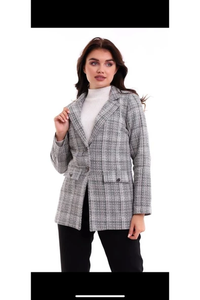 Ekoseli Tüvit Blazer Ceket - 4