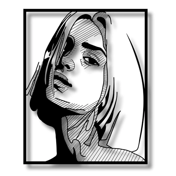 Metal Dekor Kadın Yüzü 3 (Woman Face) Metal Duvar Tablosu Portre