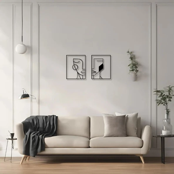 Metal Dekor İki Yüz (Two Face) Metal Duvar Tablosu Soyut - 5