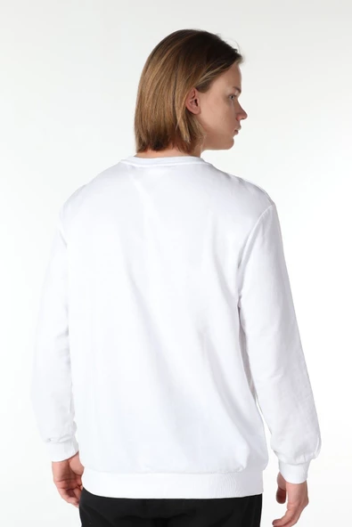 Erkek Baskılı Sweat Beyaz - 8