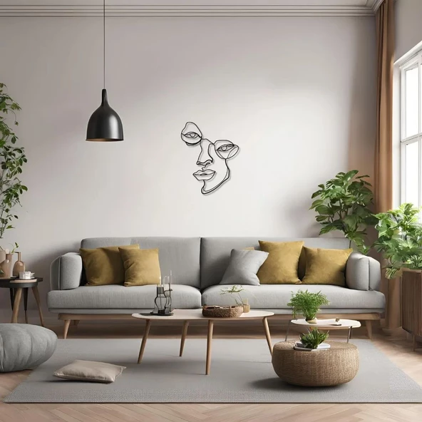 Lazer Kesim Metal Duvar Dekoru Yarım Yüz (Half Face) Metal Duvar Tablosu Soyut - Resim 3