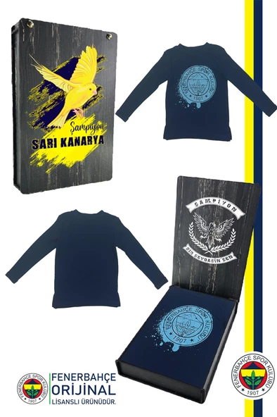 Fenerbahçe Orijinal Lisanslı Yaldızlı Fb Logo Gri Çocuk Sweat Hediyelik Ahşap Kutulu - 6