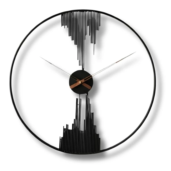 Metal Duvar Saati Sütun Grafik Dekoratif Saat - 5