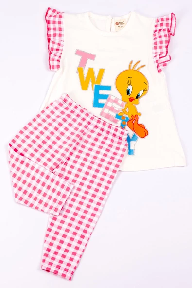 KIZ ÇOCUK TAKIM KAPRİ TAYTLI KARAKTER BASKILI A68 - Resim 5