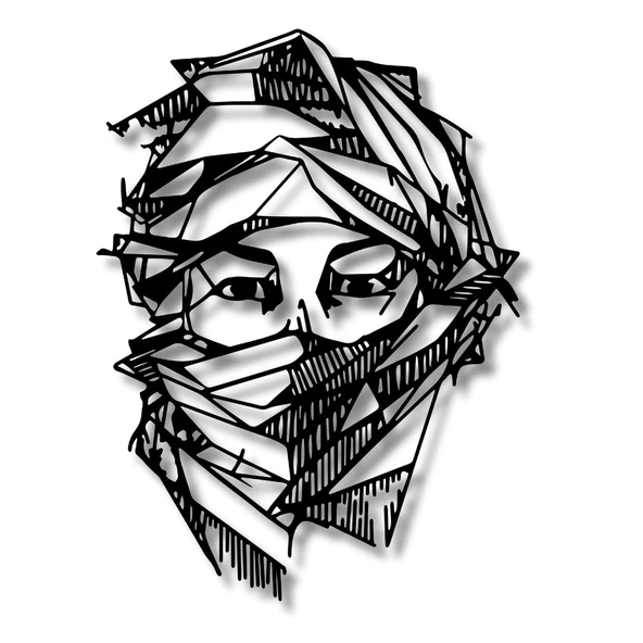 Dekoratif Metal Sanatı Kadın Yüzü (Woman Face 7) Metal Duvar Tablosu Portre - Resim 6