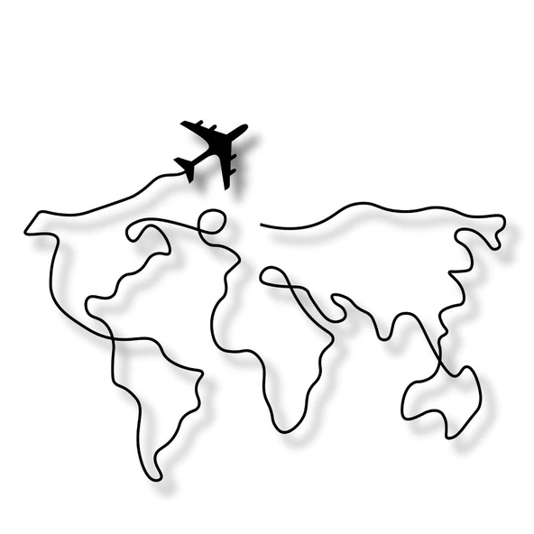 Metal Duvar Dekorasyonu Dünya Haritası Uçaklı (World Map with Plane) Metal Duvar Tablosu Harita - 6