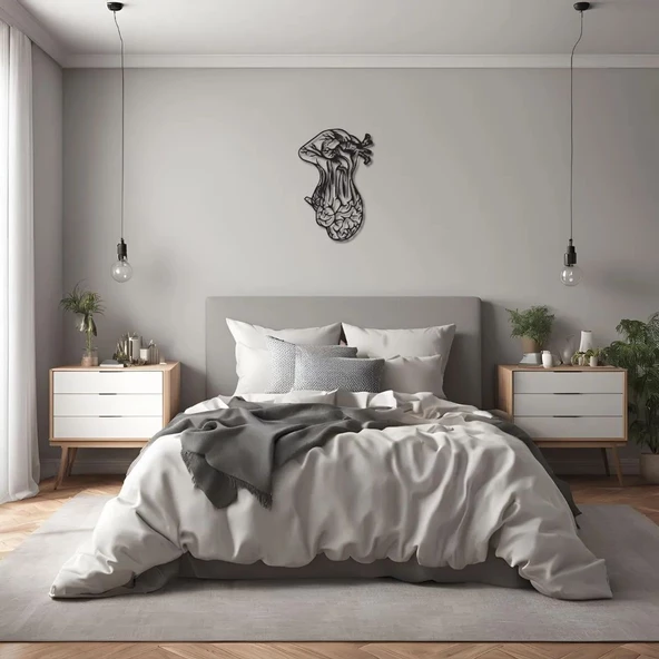 Lazer Kesim Metal Duvar Dekoru Kalp ve Beyin(Heart and Brain) Metal Duvar Tablosu Soyut - Resim 6